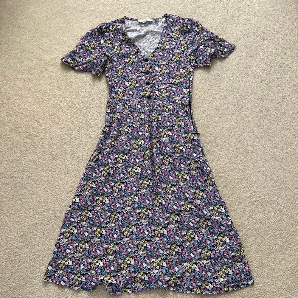 & Other Stories Purple Floral Midi Dress